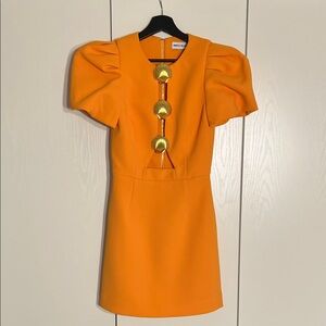 Rebecca Vallance Orange Mini Dress with Gold Accents